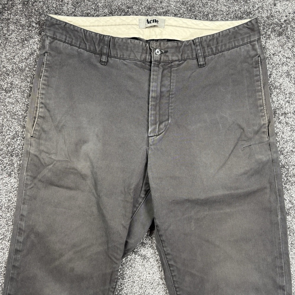 Acne Studios Chino Pants Men's EU 54 US 34x30 Gray Twill Straight Leg - Picture 2 of 12